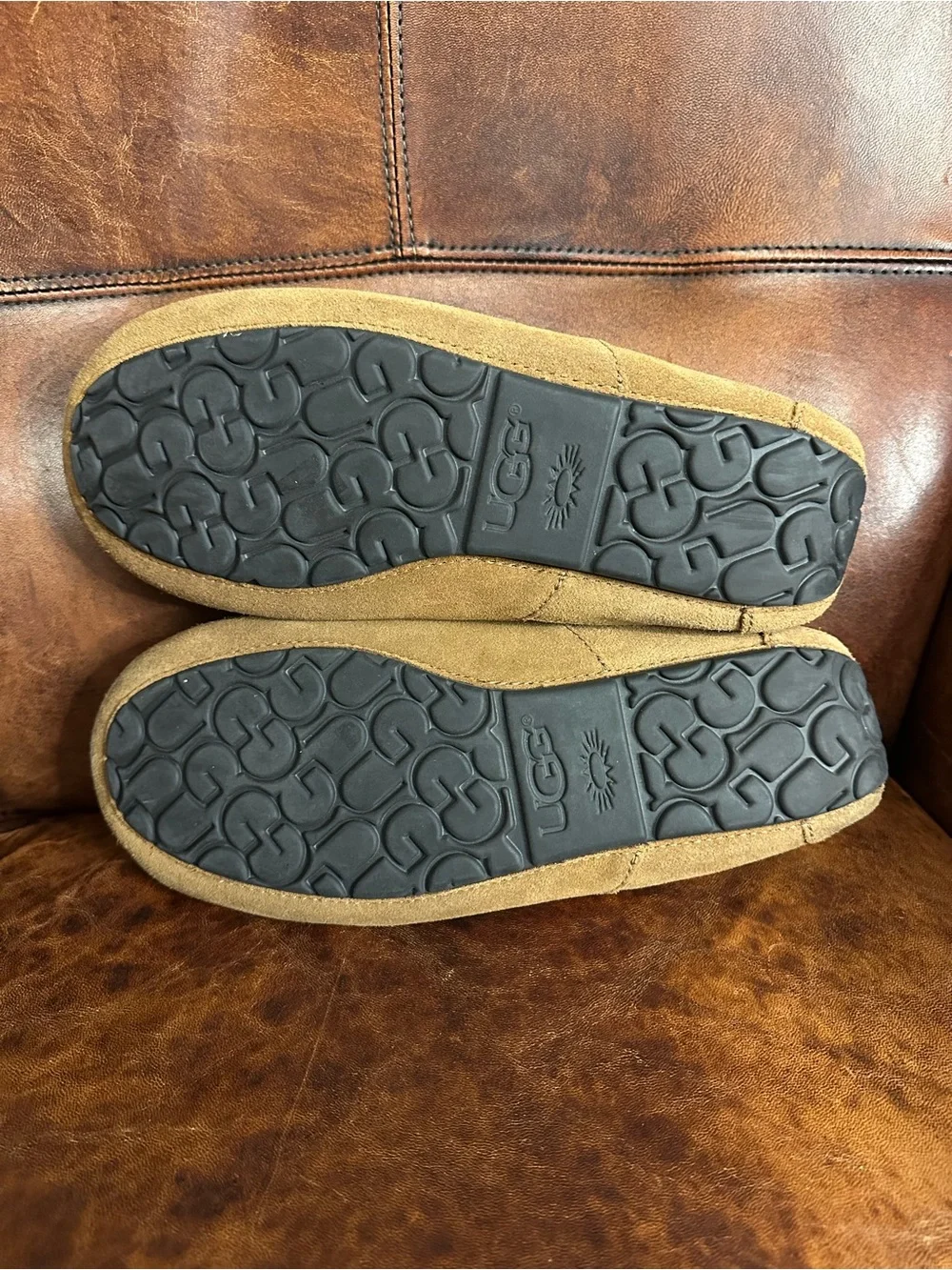 UGG Men's Suede Shearling-Lined Slip-On Loafers in Chestnut